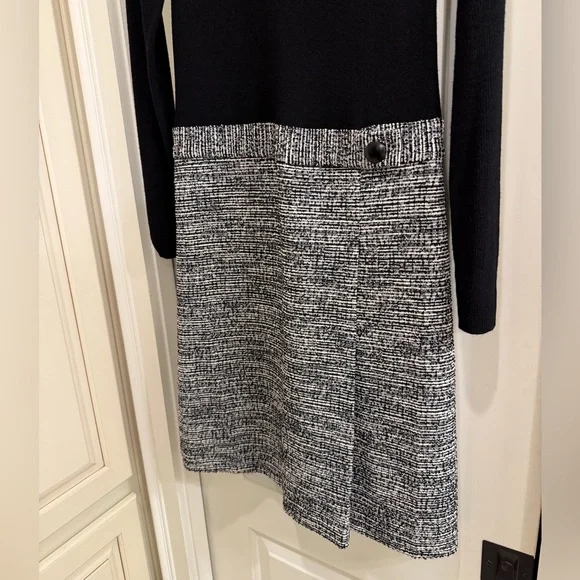 Calvin Klein Mixed Media Black and Gray Long Sleeve Dress - Picture 2 of 4
